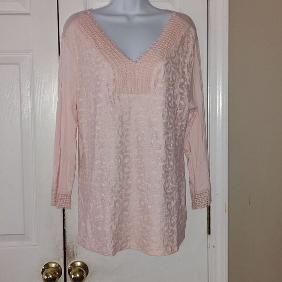 Tantrums Pink Lace  casual top blouse  Sz 1X  NWOT - Picture 1 of 7